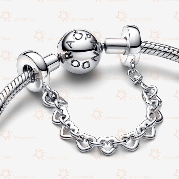 Pandora Linked Hearts Safety Chain - Picture 2 of 4
